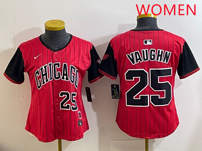 Women 2025 Chicago White Sox #25 Vaughn Red Joint Name Nike MLB Jersey style 25
